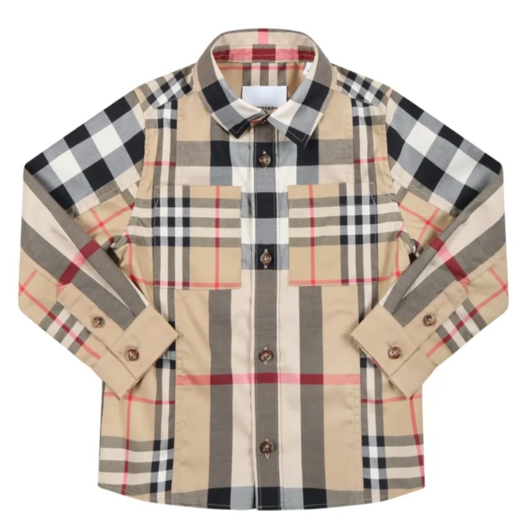 Burberry Beige Shirt For Baby Boy With Vintage Check. DISCOUNTED SHIPPING!!!